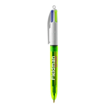 BIC 4 Colours Fluo Penna a sfera fusto clear giallo