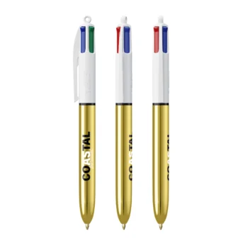 Penna BIC 4 Colours Shine fusto bianco oro