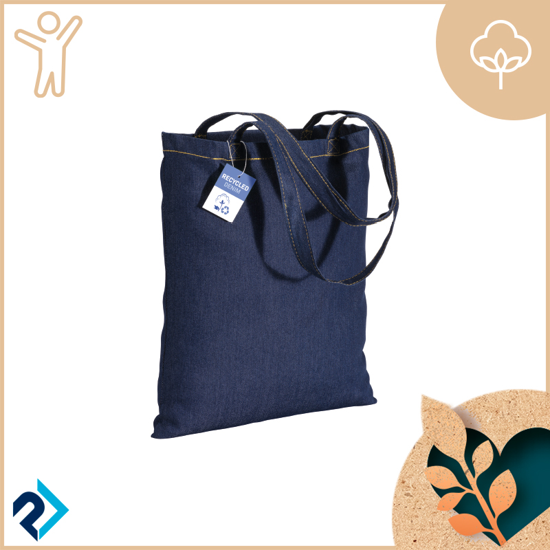 Shopper in cotone denim riciclato