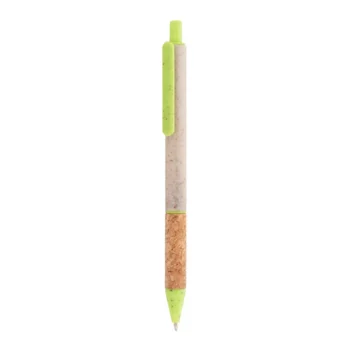 Penna Corgy in paglia di grano e sughero colore verde e naturale