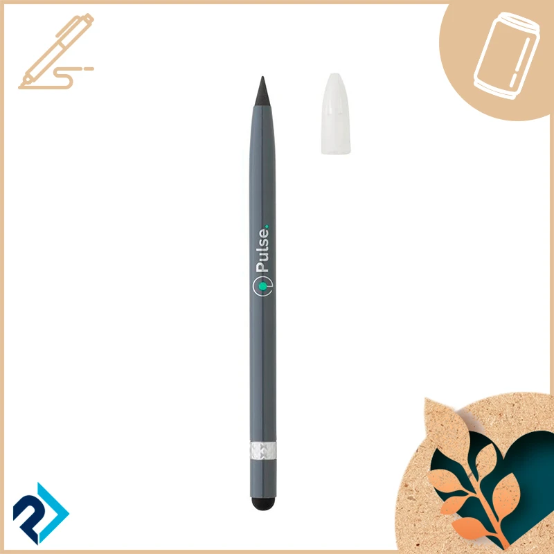 Penna senza inchiostro in alluminio riciclato colore grigio