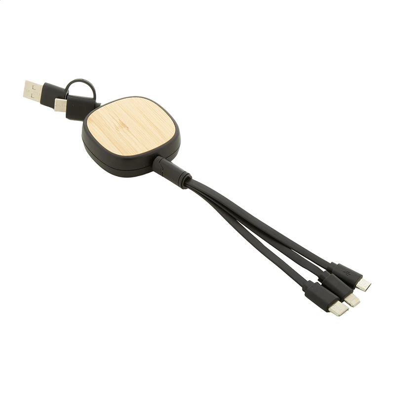 cavo USB telescopico in ABS riciclato e bamboo