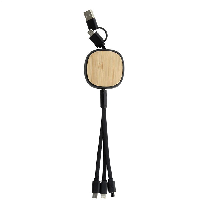 cavo USB telescopico in ABS riciclato e bamboo