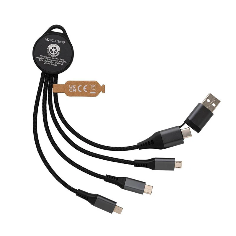 pratico cavo 6 in 1 in alluminio riciclato img1