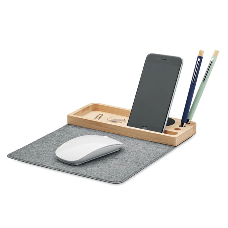 ORGANIZER DA SCRIVANIA MULTIFUNZIONE PANDU dettagli con mouse telefono e penne