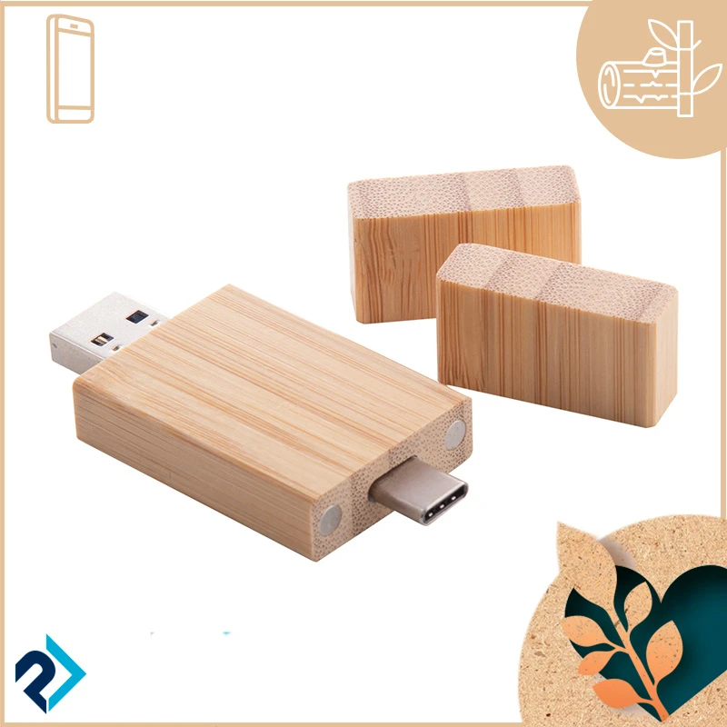 CHIAVETTA USB OTG in bamboo