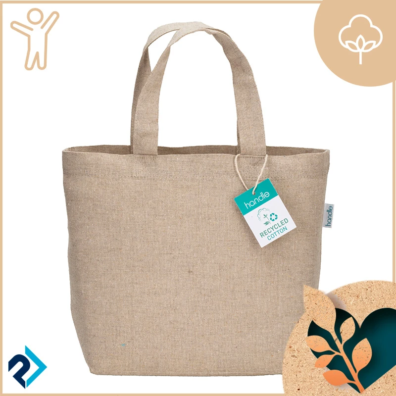 Shopper con manici corti in cotone riciclato