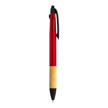 Penna a scatto con 3 refill fusto rosso