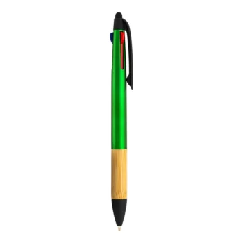 Penna a scatto con 3 refill fusto verde