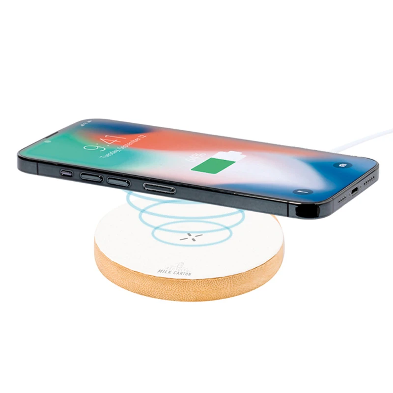 caricatore wireless in cartoni riciclati del latte e bamboo img2